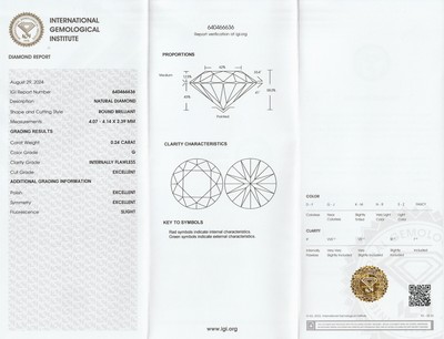 26975521b - Loser Brillant, 0.24 ct feines Weiß(G)/lr, eingeschweißt, mit IGI-Expertise ...