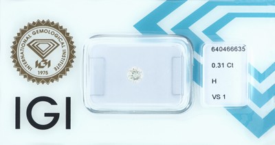 Image 26975522 - Loser Brillant, 0.31 ct Weiß(H)/vs1, eingeschweißt, mit IGI-Expertise ...