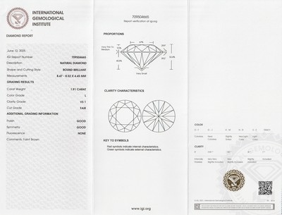 26975523a - 18 kt Gold Brillant-Ring, WG 750/000, Brillant ca. 1.91 ct get. Weiß(L)/vs1, RW ...