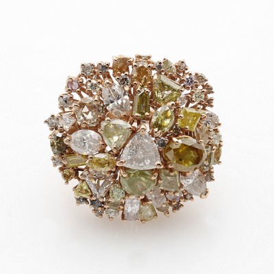 26975549a - Ring mit Diamanten, RG 585/000, runder Ringkopf bes. mit Diamanten in verschiedenen ...