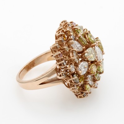 26975549b - Ring mit Diamanten, RG 585/000, runder Ringkopf bes. mit Diamanten in verschiedenen ...