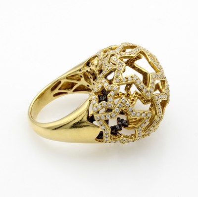 26975551a - Ring ´Sterne´ mit Diamanten und Brillanten, GG 750/000, konvexer, hohler Ringkopf mit ...