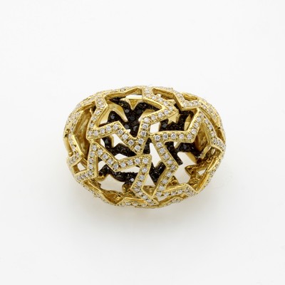 26975551b - Ring ´Sterne´ mit Diamanten und Brillanten, GG 750/000, konvexer, hohler Ringkopf mit ...