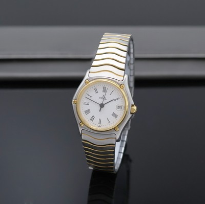 Image 26975556 - EBEL Classic Wave Damenarmbanduhr in Stahl/Gold, Schweiz um 1990, quartz, 2-tlg. Geh., ...