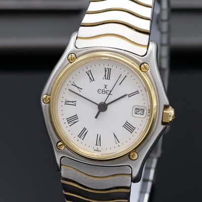 26975556a - EBEL Classic Wave Damenarmbanduhr in Stahl/Gold, Schweiz um 1990, quartz, 2-tlg. Geh., ...