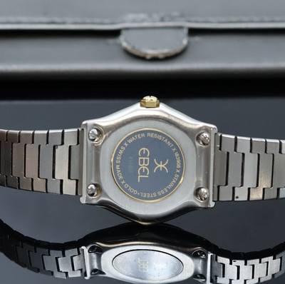 26975556d - EBEL Classic Wave Damenarmbanduhr in Stahl/Gold, Schweiz um 1990, quartz, 2-tlg. Geh., ...
