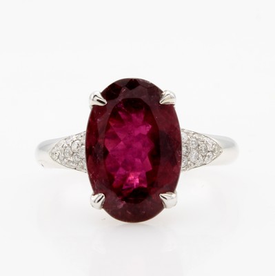 Image Ring mit Rubellit und Brillanten, WG 585/ 000, ovaler, fac. Rubellit ca. 4.03 ct, ...
