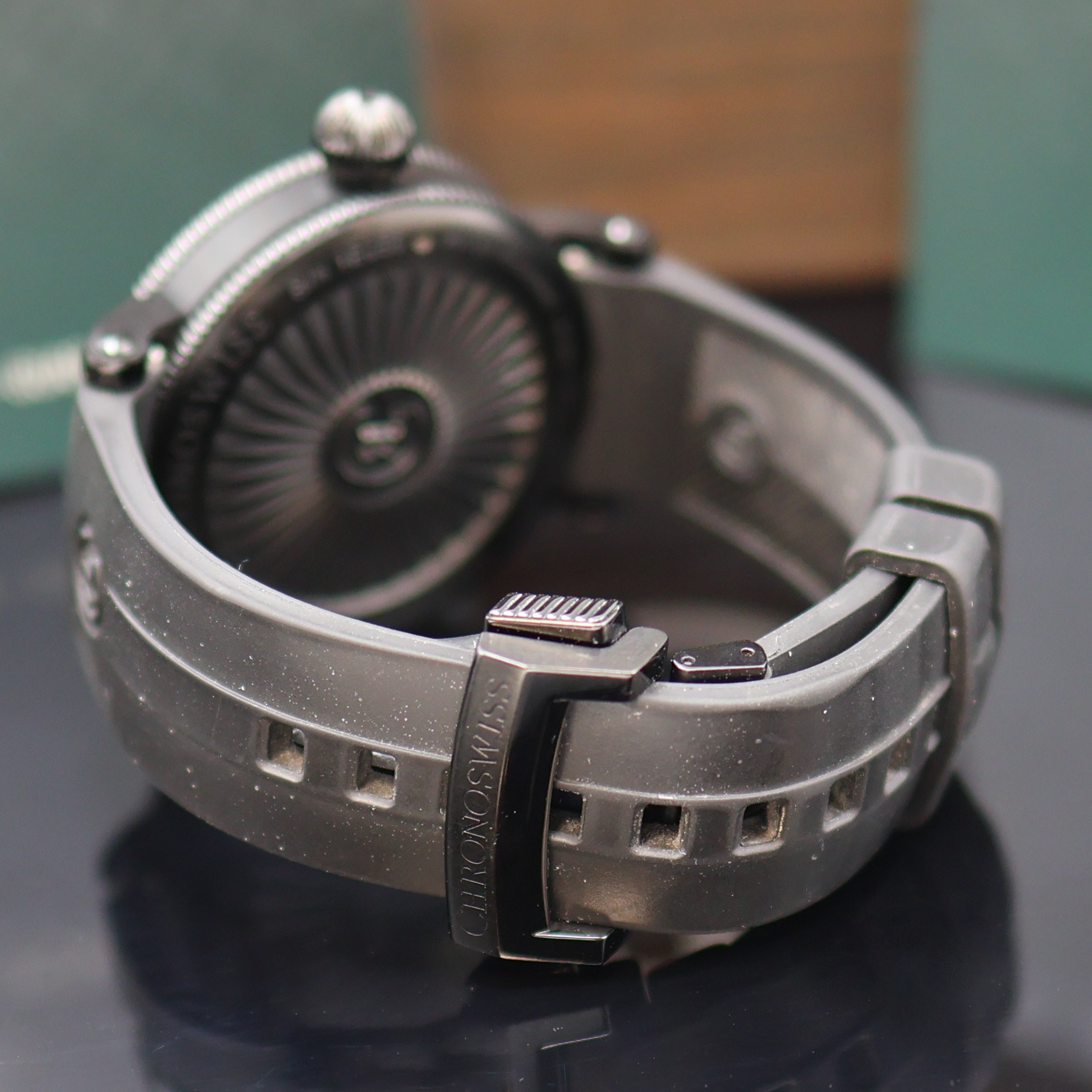 Detail c: CHRONOSWISS Timemaster Herrenarmbanduhr Referenz CH 8645, Schweiz um 2010, Automatik, geschw. Edelstahlgeh., Boden verschr., orig. Kautschukband m. ...