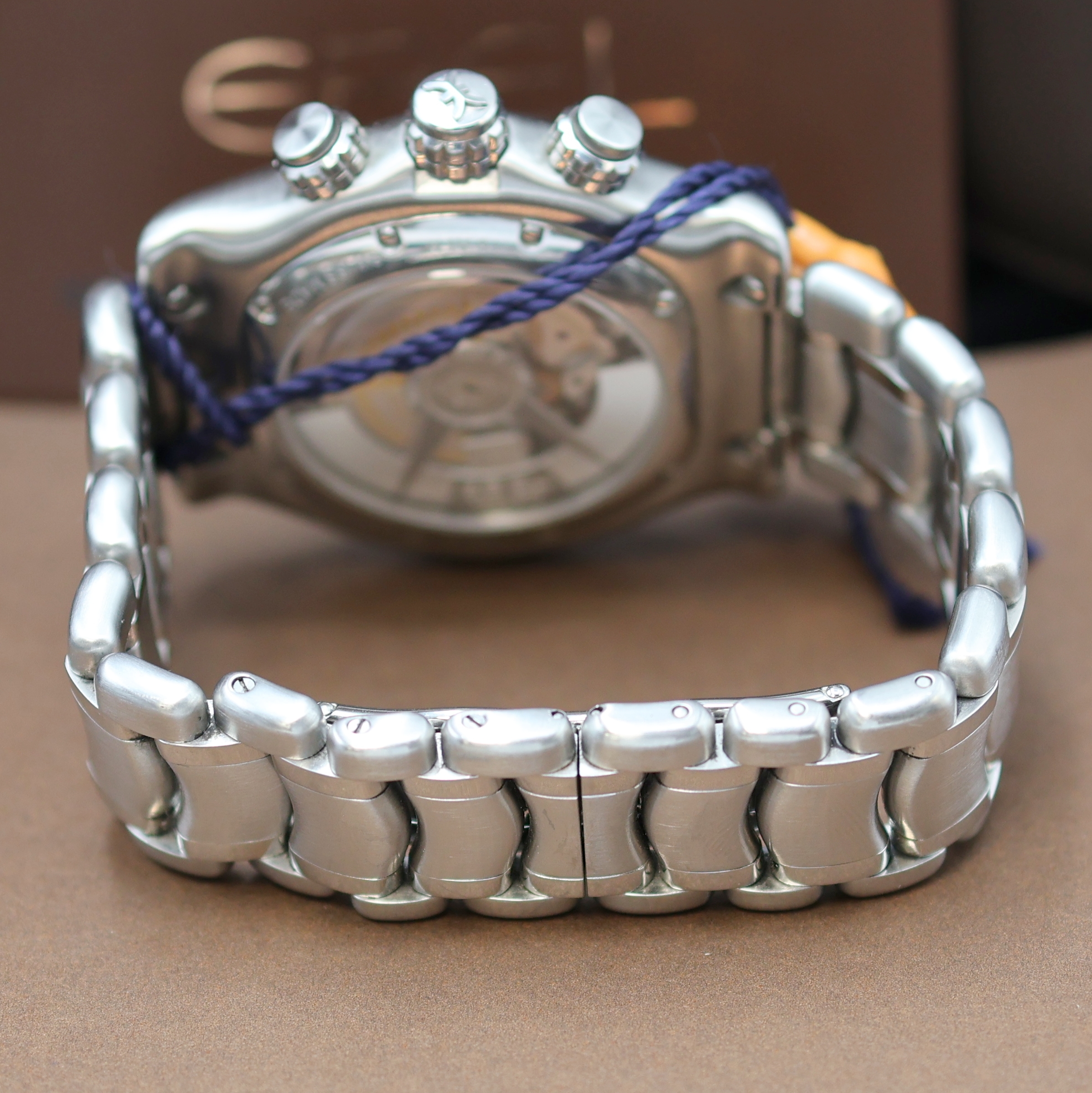 Detail c: EBEL 1911 BTR GMT Armbandchronograph Chronometer Referenz 9240L70, Schweiz verk. lt. Pap. 11/2014, Automatik, Edelstahlgeh. beids. vergl., Boden ...