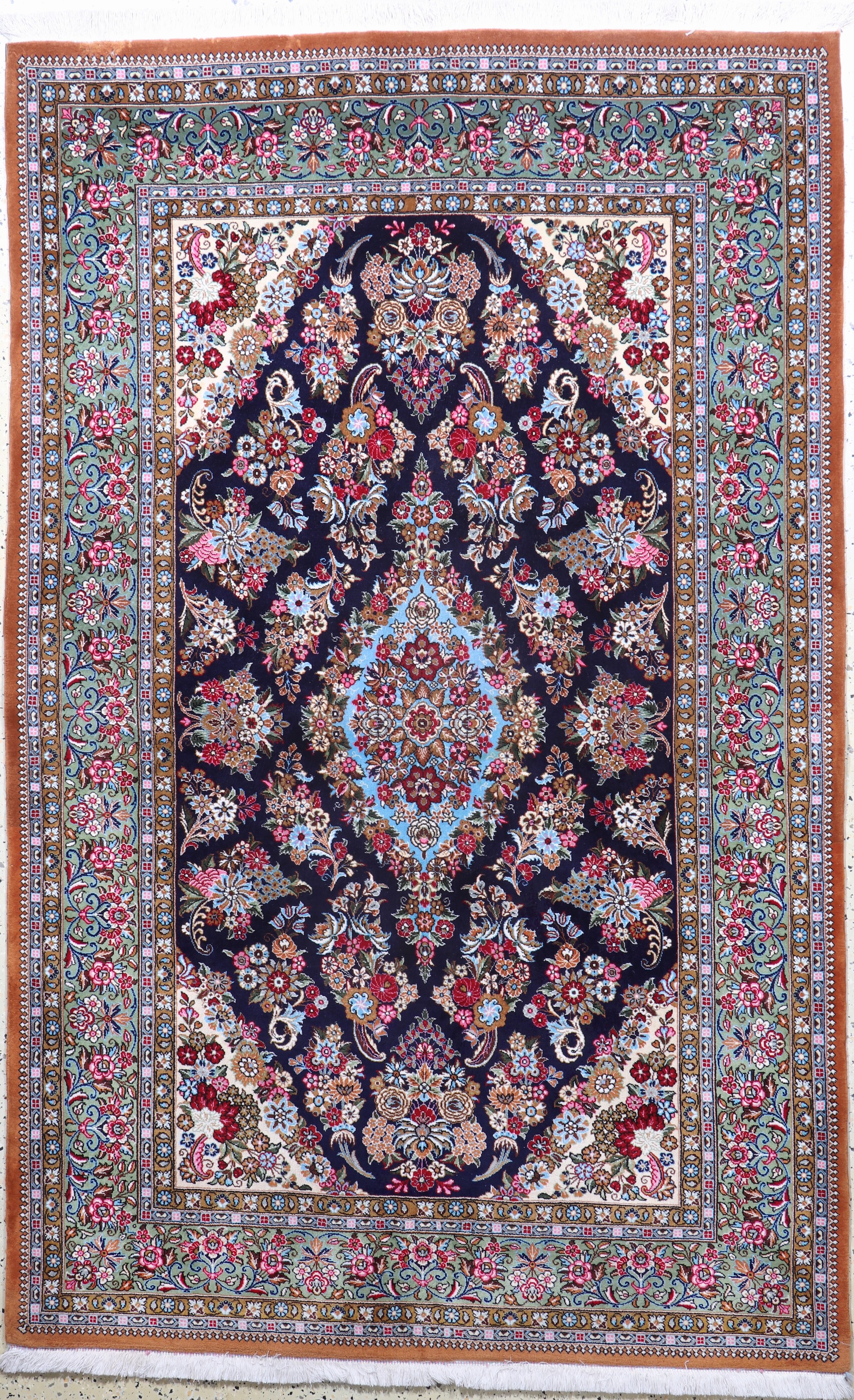 Ghom Kork, Persien, Ende 20.Jhd, Korkwolle auf Baumwolle, ca. 230 x 145 cm, gereinigt, EHZ: 1-2, (Mottenfraß am Rand)