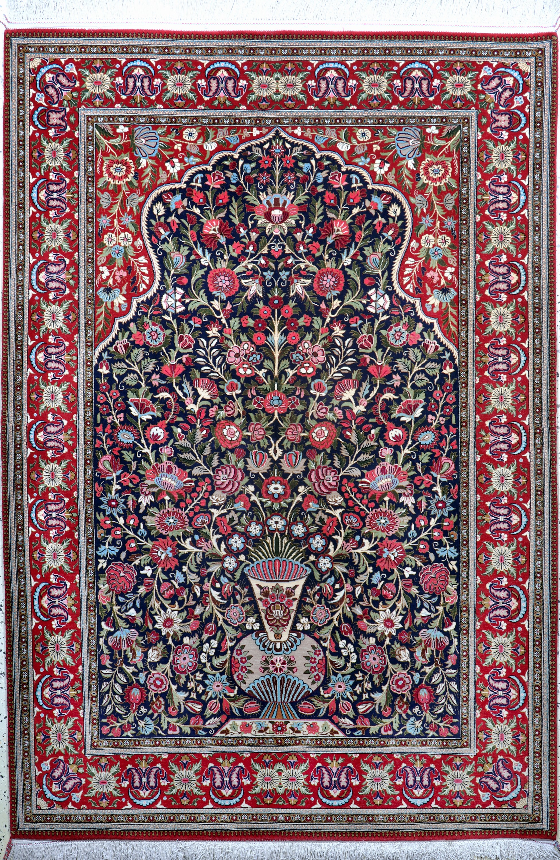 Ghom Kork fein, Persien, Mitte 20.Jhd, Korkwolle auf Baumwolle, ca. 209 x 142 cm, nahezu neuwertig