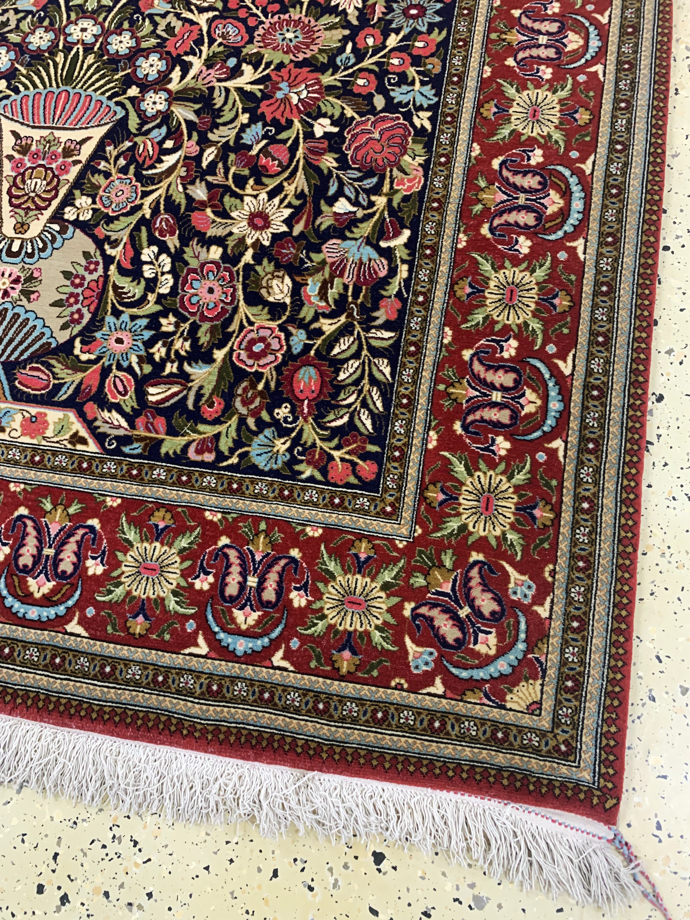 Detail a: Ghom Kork fein, Persien, Mitte 20.Jhd, Korkwolle auf Baumwolle, ca. 209 x 142 cm, nahezu neuwertig