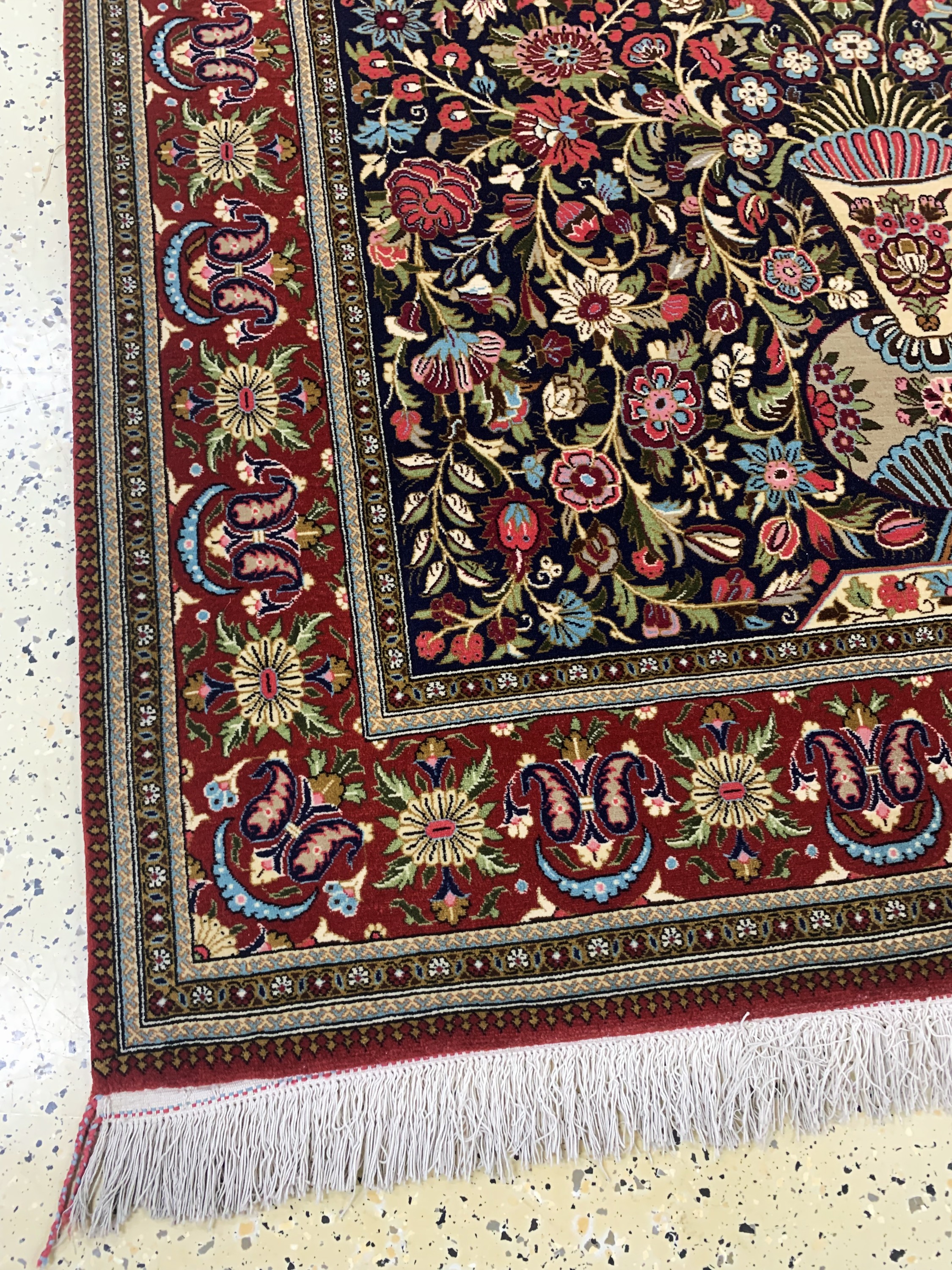 Detail b: Ghom Kork fein, Persien, Mitte 20.Jhd, Korkwolle auf Baumwolle, ca. 209 x 142 cm, nahezu neuwertig