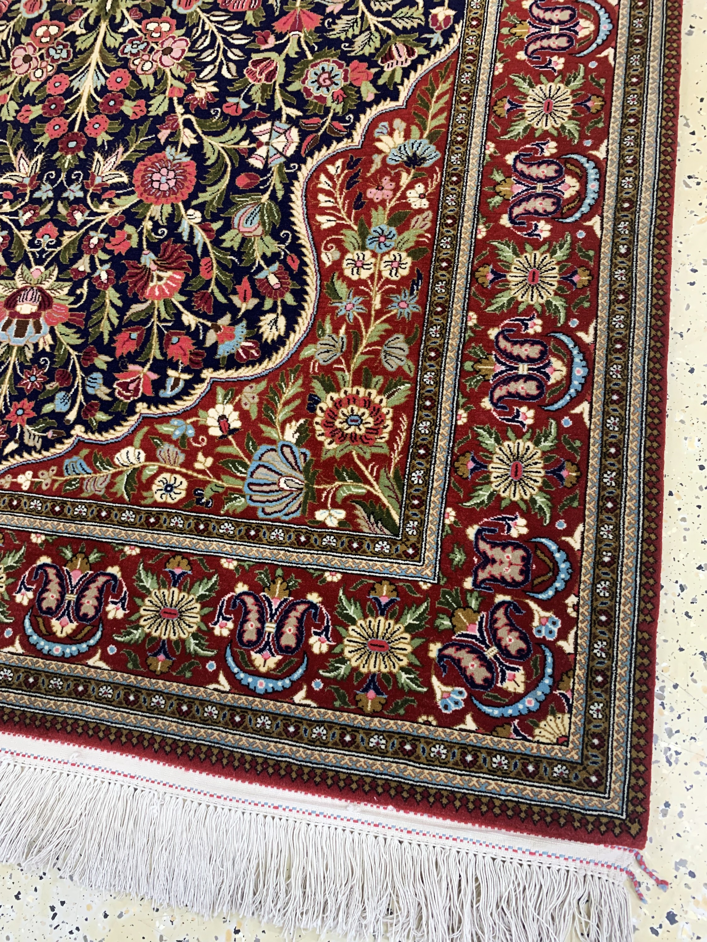 Detail d: Ghom Kork fein, Persien, Mitte 20.Jhd, Korkwolle auf Baumwolle, ca. 209 x 142 cm, nahezu neuwertig