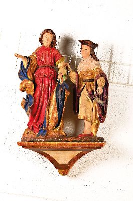 Image Sakrale Bildschnitzerei, Wilhelm Senoner, Grödnertal, Zirbelholz geschnitzt, bunt ...