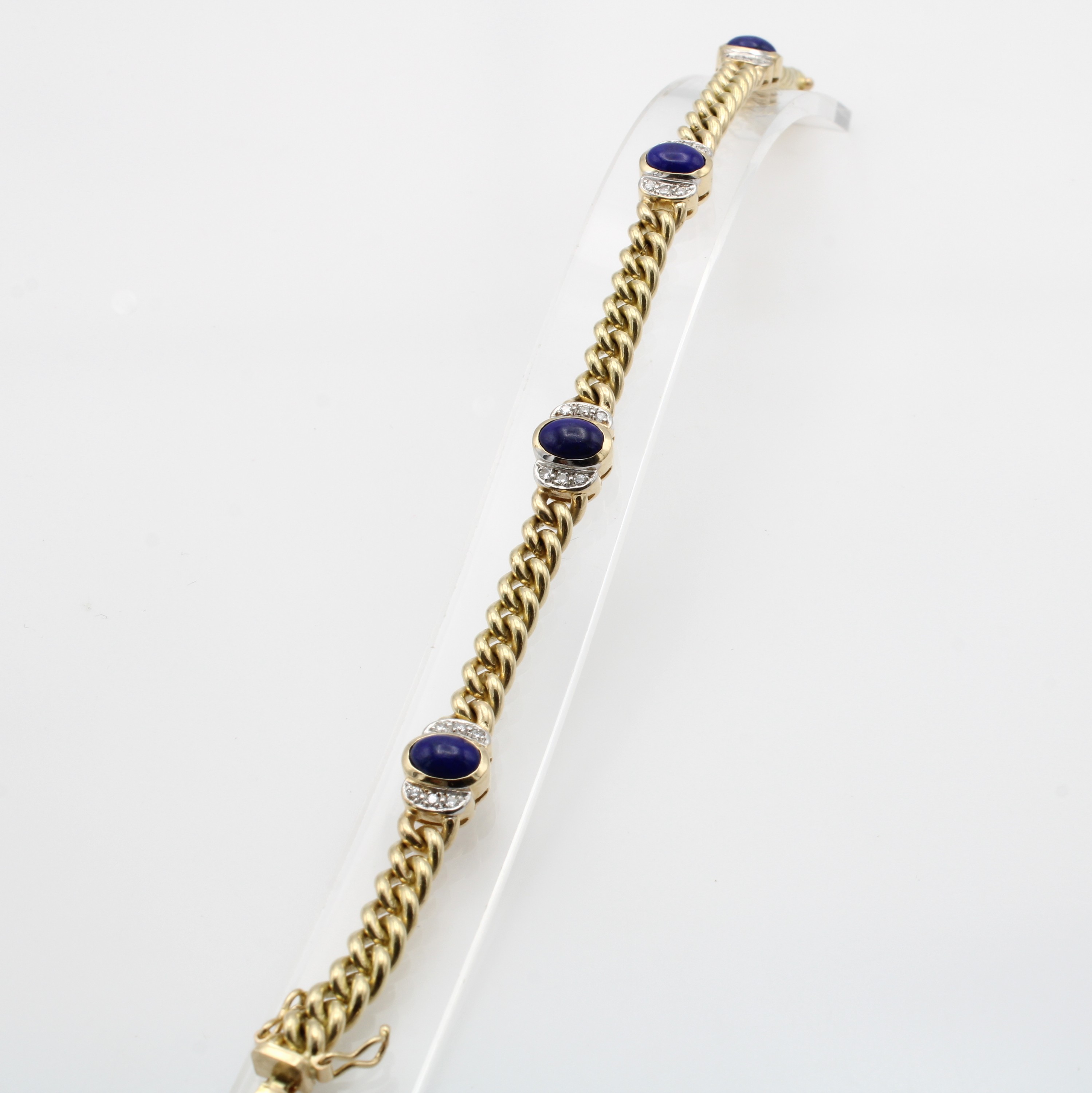 Image 26975784 - Rundpanzerarmband mit Lapislazuli und Dia- manten, GG 585/000, Diam. zus. ca. 0.24 ct ...