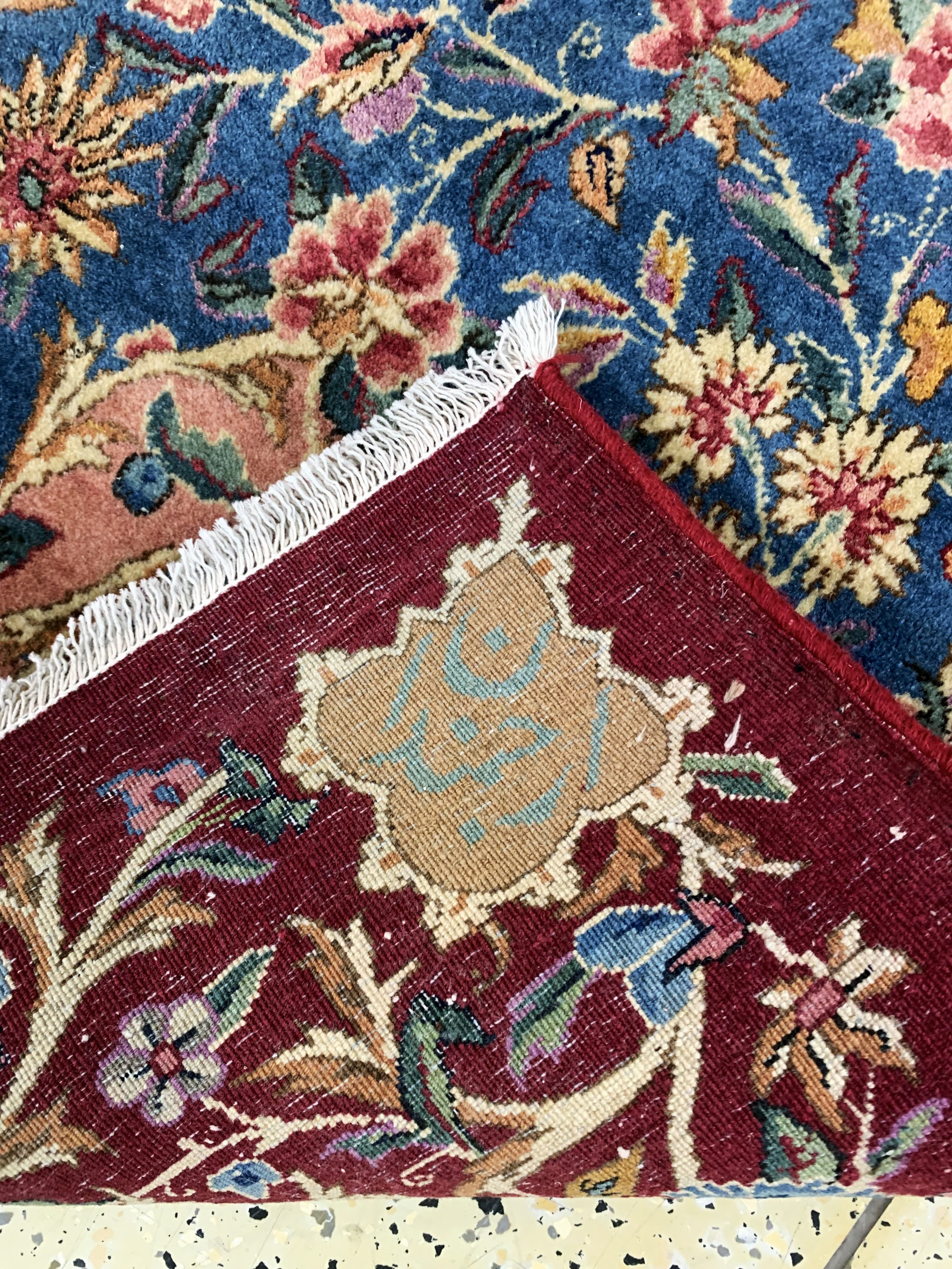 Detail h: Kerman Kork fein Persien, signiert"Ardjmandan", Anfang 20.Jhd, Korkwolleauf Baumwolle, ca. 400 x 290 cm, gereinigt, EHZ: 1-2(restauriert)
