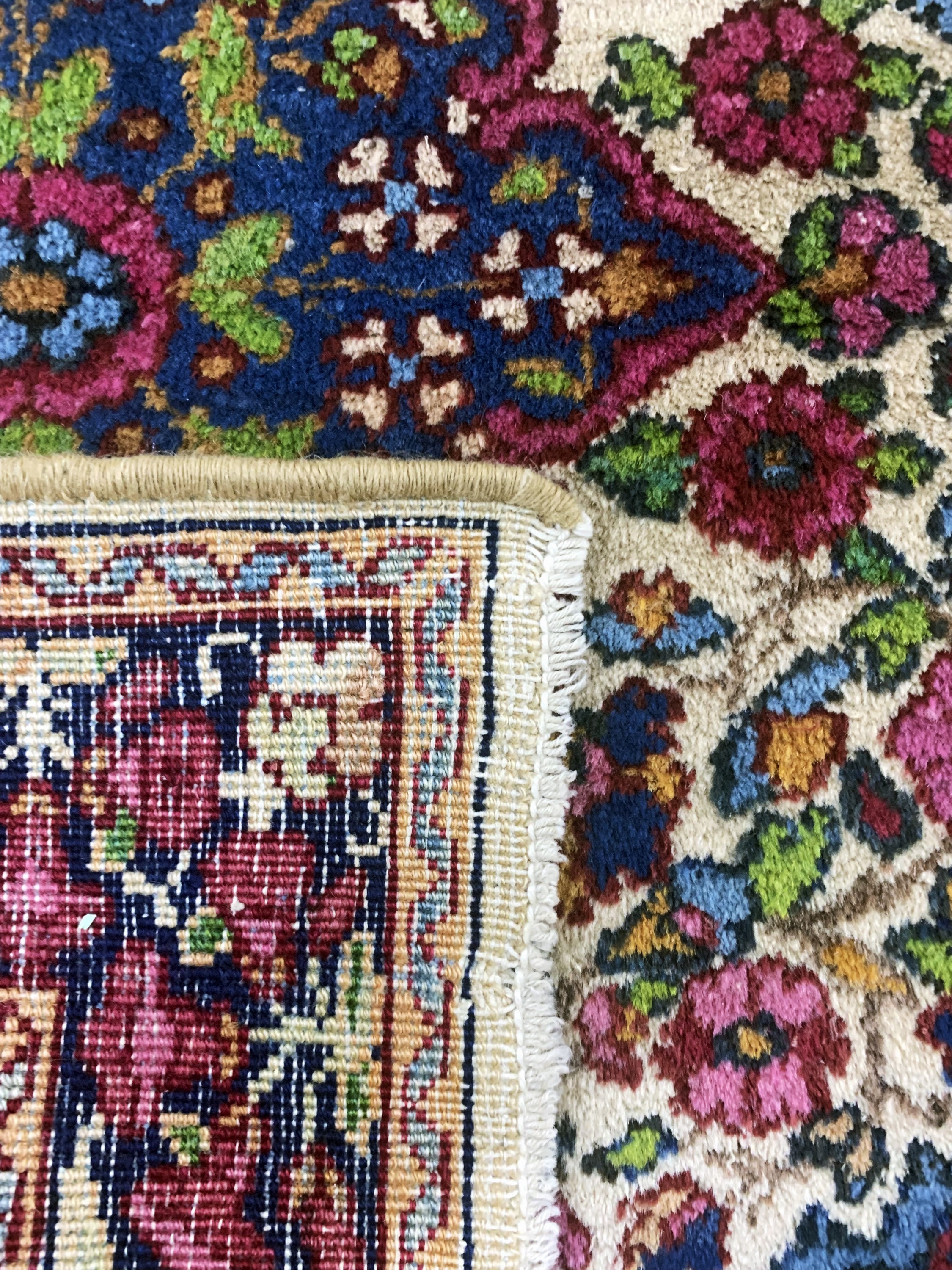 Detail c: 2 antike Persische Poshtis, Kerman & Sarogh, um 1900, Wolle auf Baumwolle, ca. 85 x60 cm, EHZ: 2