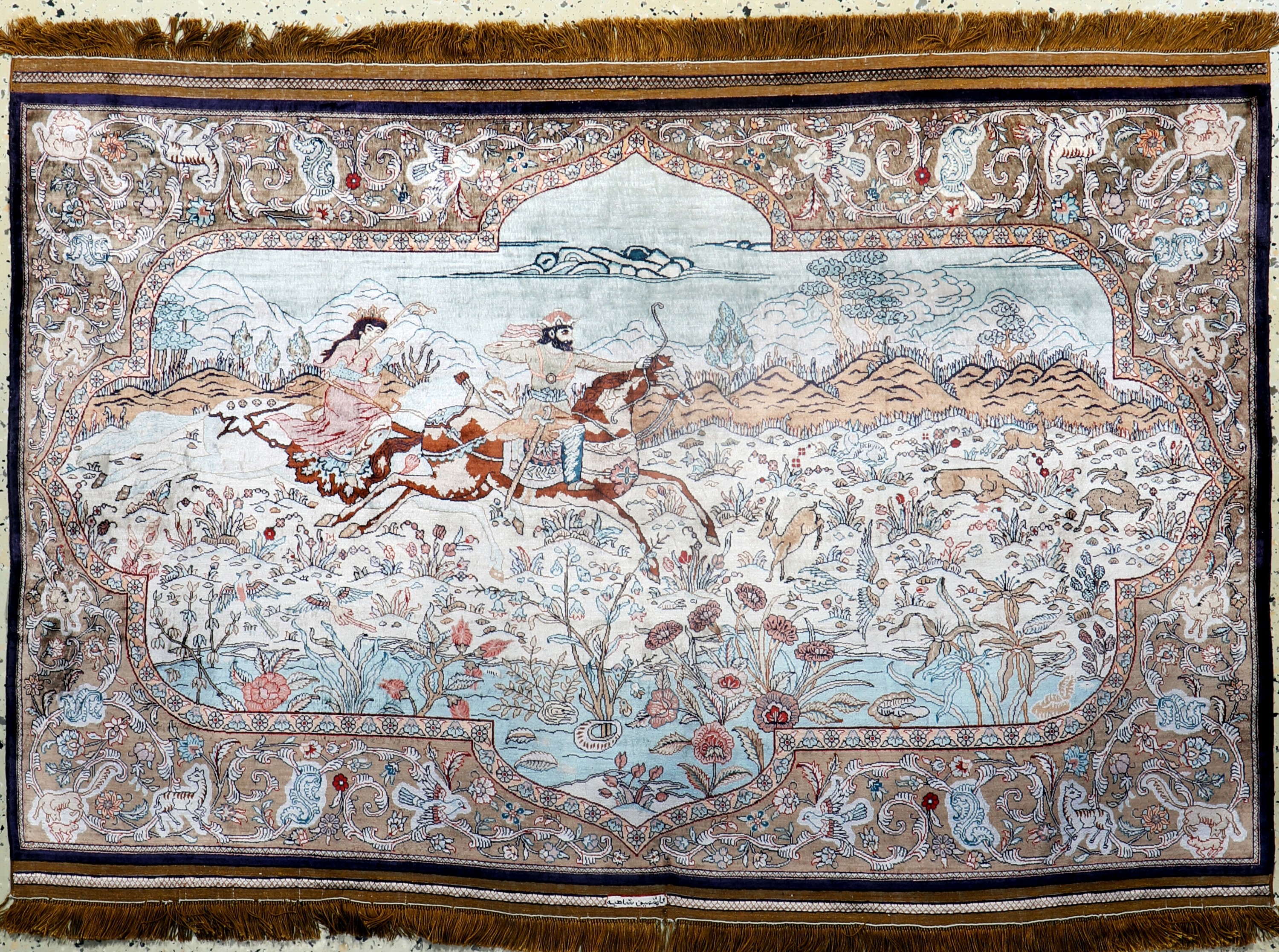 Hereke Seide fein, China, Mitte 20 Jhd, reine Naturseide, ca. 140 x 95 cm, ca. 1,0 Mio. Kn/qm, EHZ: 1-2