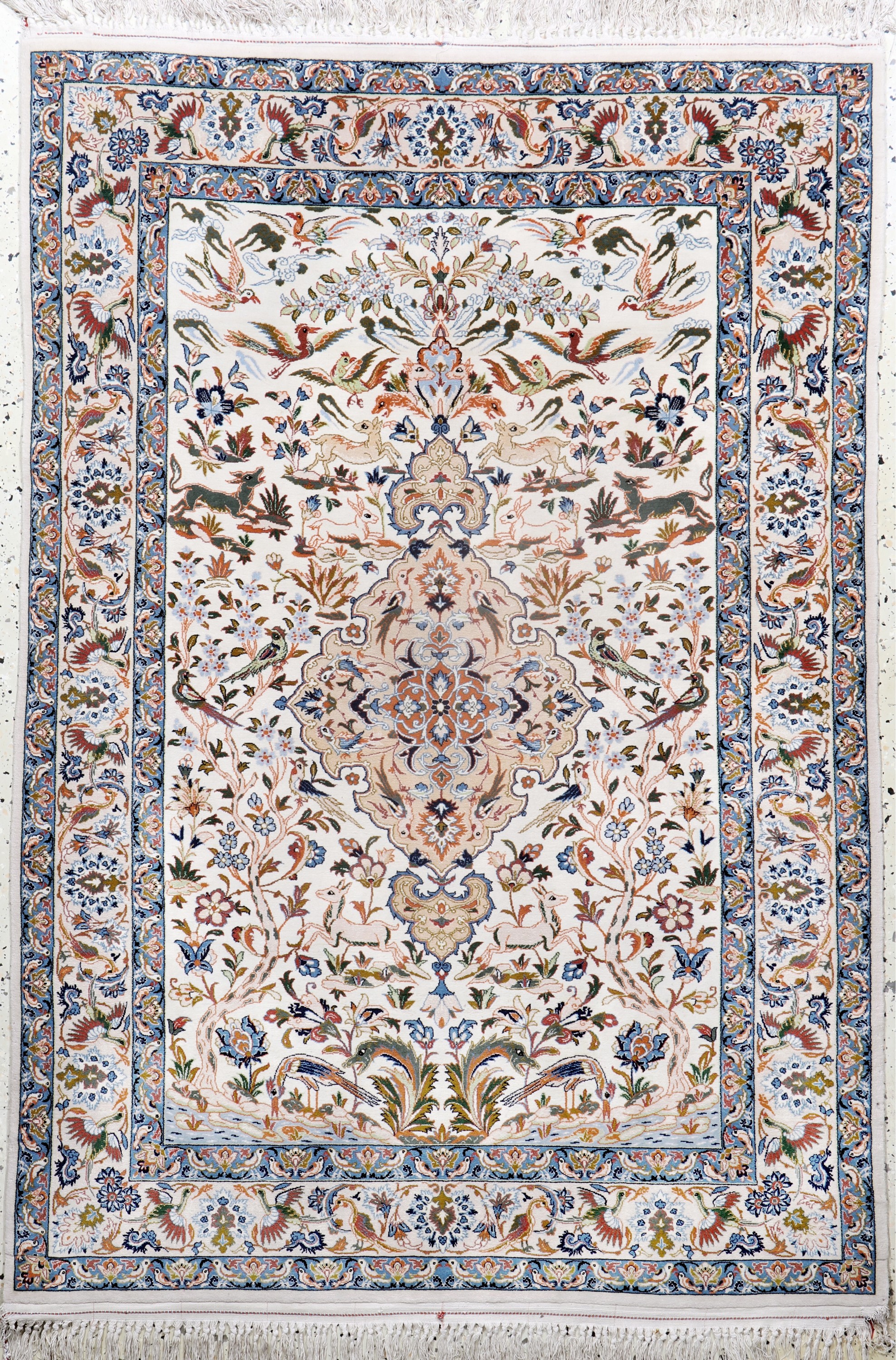Esfahan fein(10 Kheft), Persien, Anfang 20.Jhd, Korkwolle auf Seide, ca. 155 x 110 cm,ca. 1,0 Mio. Kn/qm, EHZ: 1-2