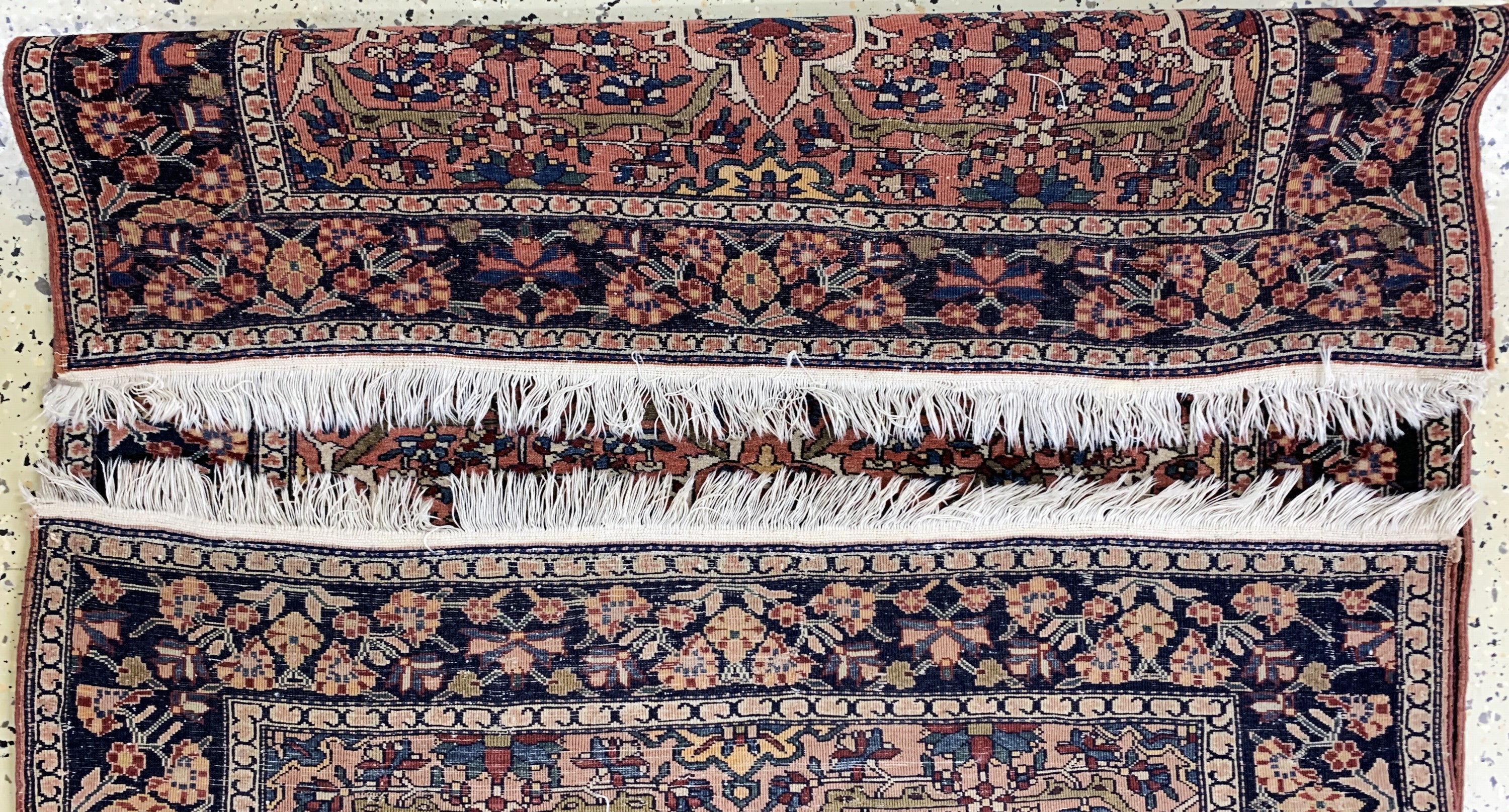 Detail g: Antiker Farahan, Persien, um 1900, Wolle auf Baumwolle, ca. 150 x 105 cm, EHZ: 2, (Abschlüsse restauriert)