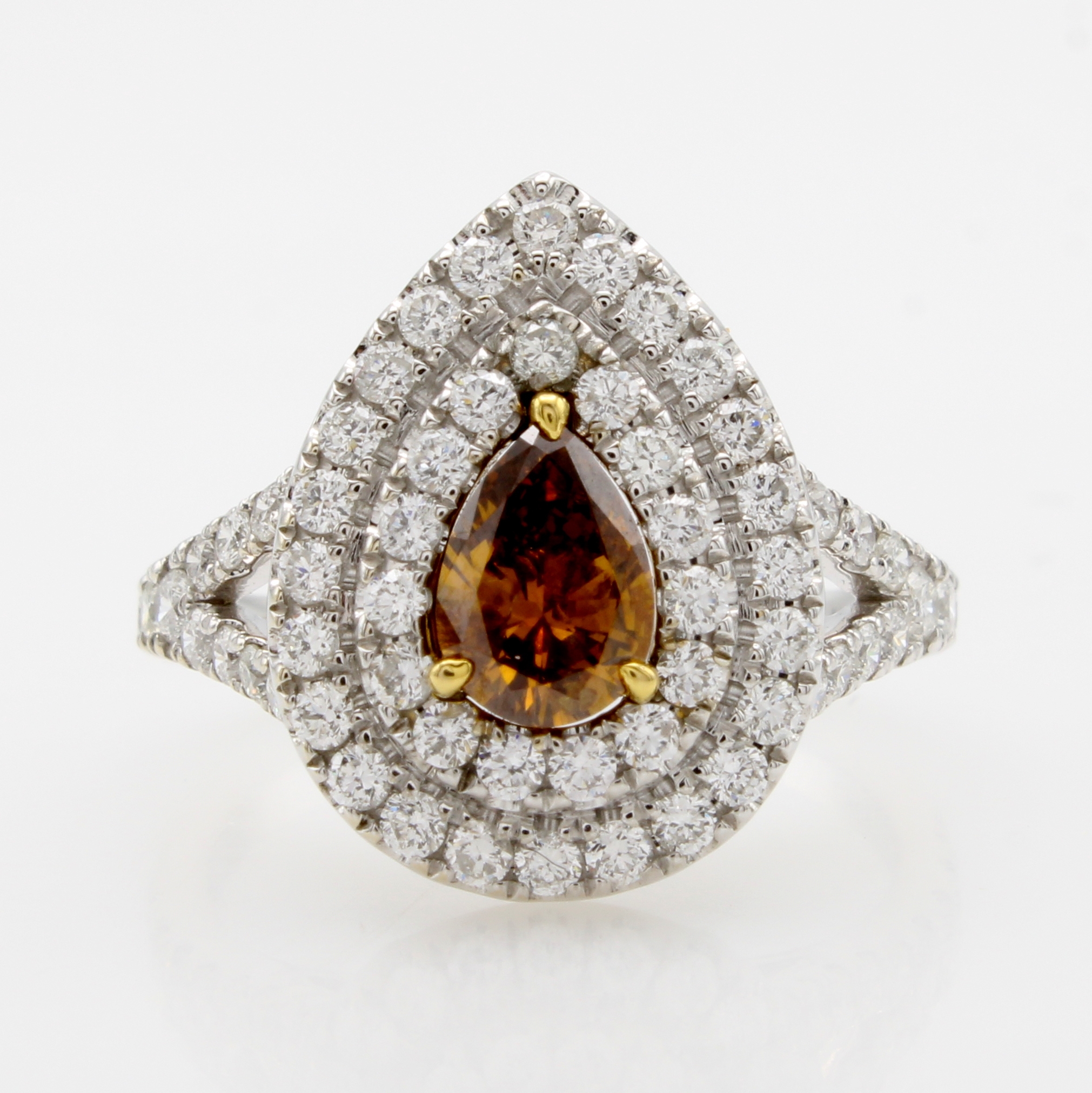 Image 26975948 - Ring mit Diamant und Brillanten, WG 750/000,Ringschultern offen, tropfenförm. Ringkopf, ...