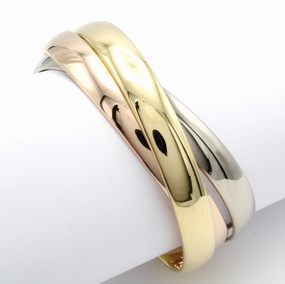 26975937a - Cartier Tricolor-Armreif Trinity, GG/WG/RG 750/000, sign. Ref.-Nr., Durchm. ca. 7 cm, ...