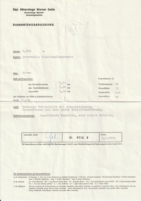 26975939a - 18 kt Gold Brillant-Ring, WG 750/000, Brillant ca. 0.518 ct hochfeines Weiß/lr, ...