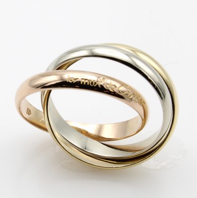 Image 26975959 - Cartier Ring Trinity, GG/WG/RG 750/000, sign. u. nummeriert, B. ca. 3.3 mm, RW ca. 57, ...