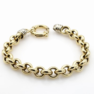 26975989a - Rundankerarmband, GG/WG 585/000, große Federringschl., Gew. ca. 29.9 g, L. ca. 21 ...