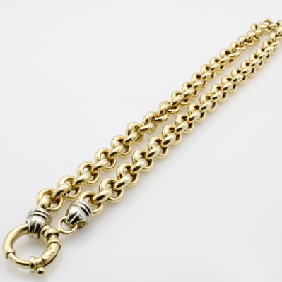 26975990b - Rundankercollier, GG/WG 585/000, große Federringschl., Gew. ca. 63.7 g, L. ca. 47 ...