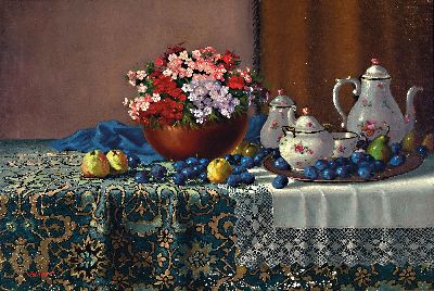 Image Frantisek A. Jelinek, 1890-1977 Prag, 2 Pendants: Stillleben mit Rosen und Kirschen mit ...