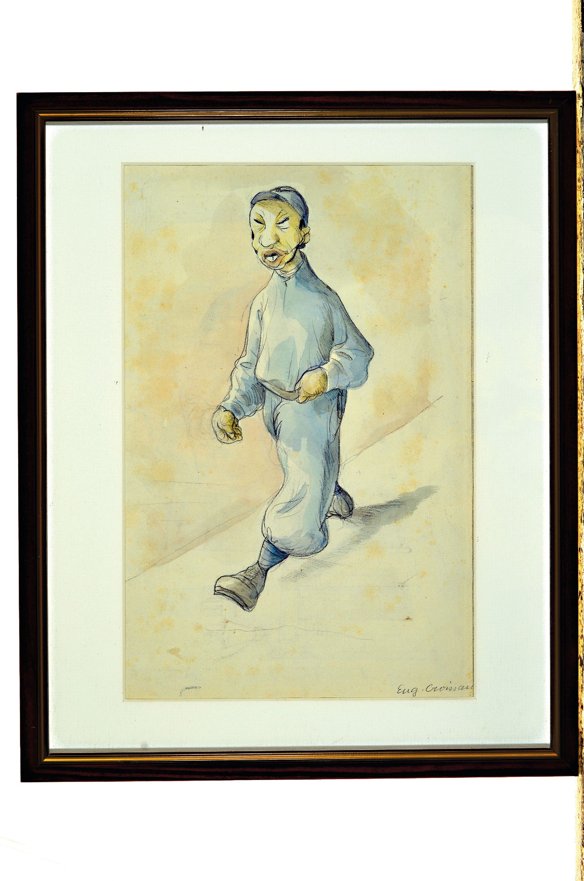 Detail k: Eugen Croissant, 1898 Landau-1976 Breitbrunn, Schreitender Chinese, Aquarell auf Papier, rechts unten signiert, um 1920, ca. 29x19cm, PP, u.Gl., R. ...