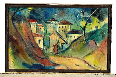 26976146k - Erich Rockenbach, 1911-1984 Ludwigshafen am Rhein, Arkadische Häuserlandschaft, ...