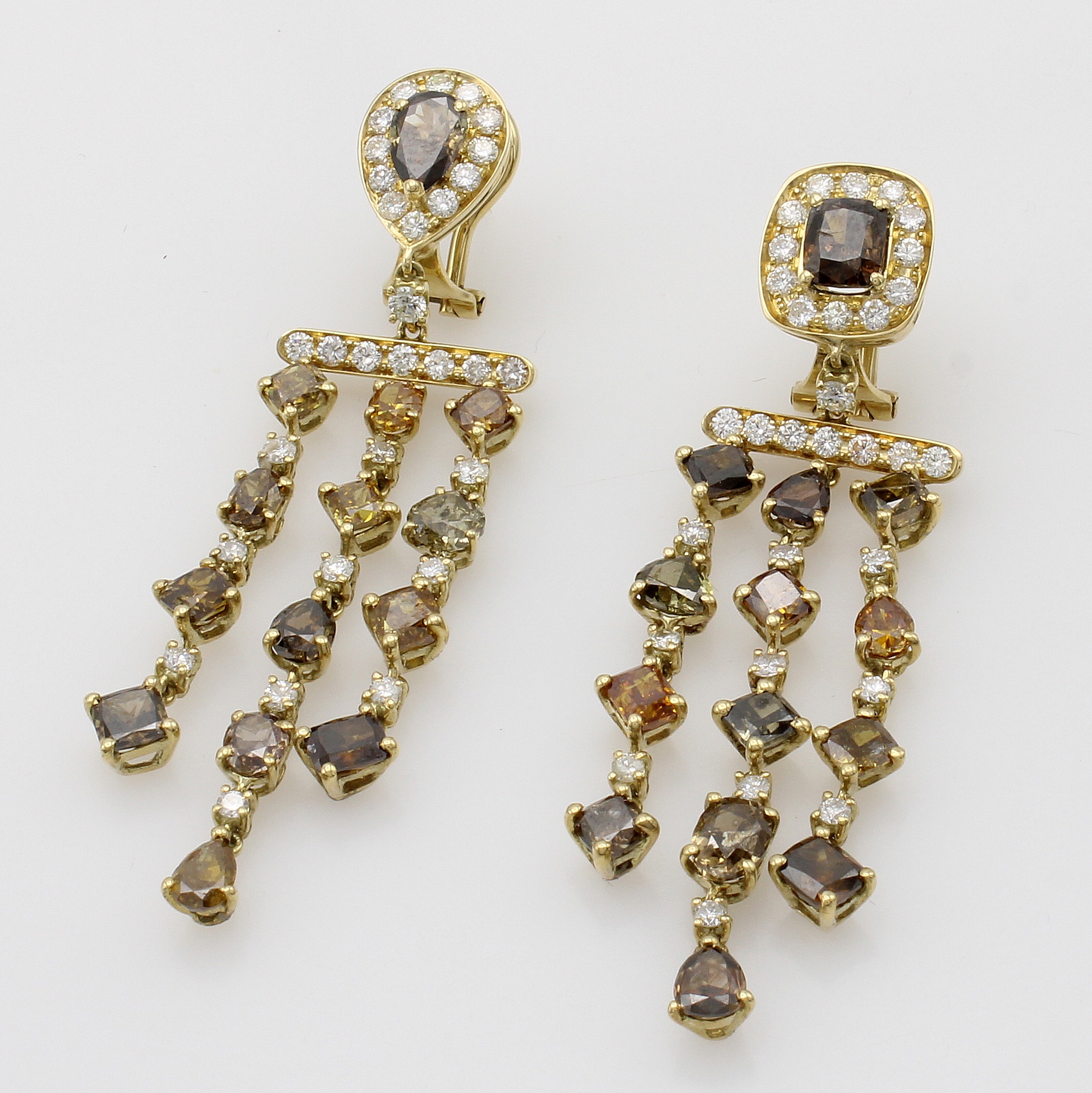 Image 26976206 - Paar Ohrgehänge mit Diamanten und Brillanten, GG 585/000, Oberteile in unterschiedl. ...