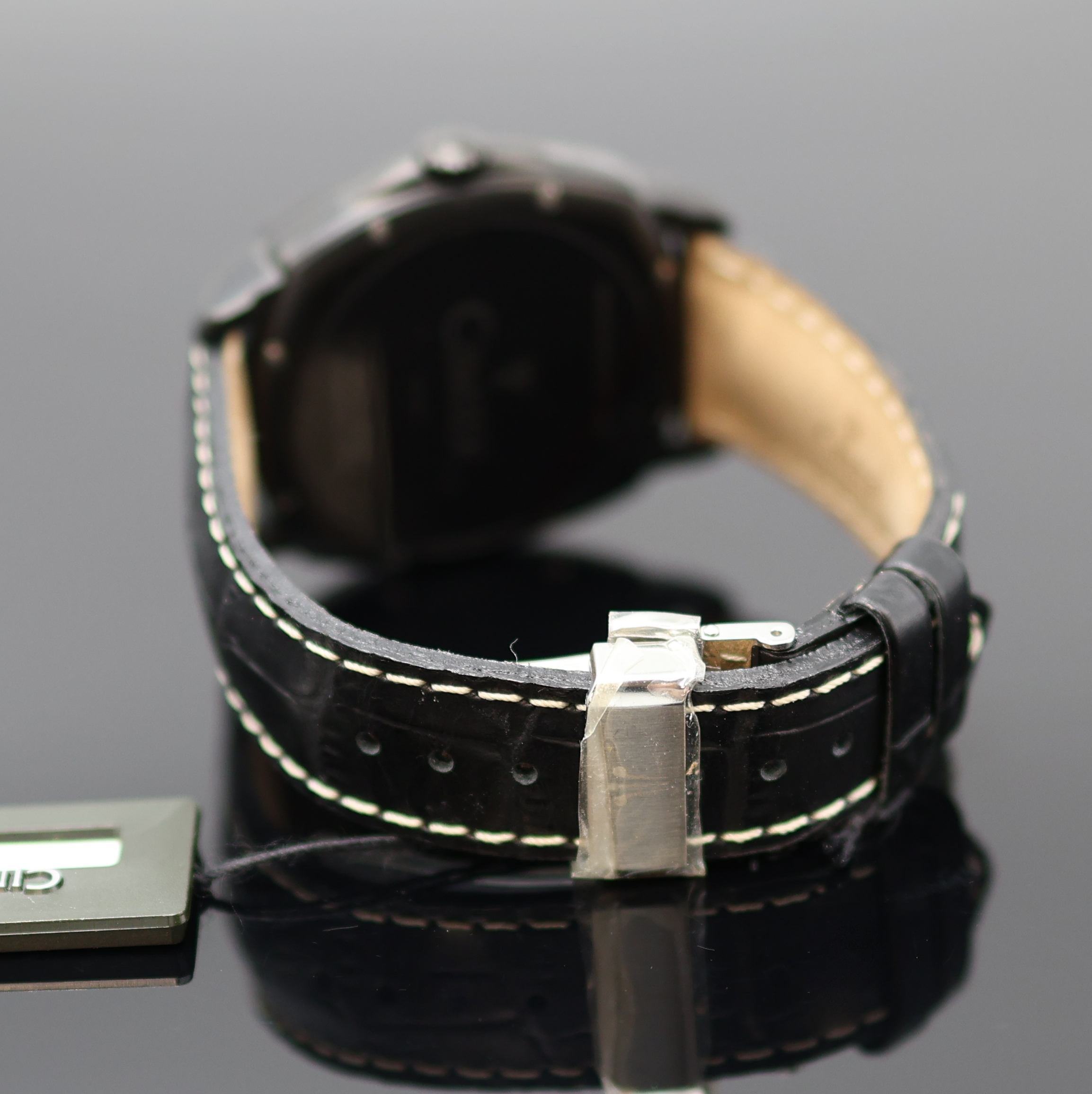 Detail b: CIMIER Jours Retrogrades Herrenarmbanduhr Referenz 5103, Schweiz um 2020, quarz, geschw. Edelstahlgeh., Boden 8-fach verschr., orig. Lederband m. ...