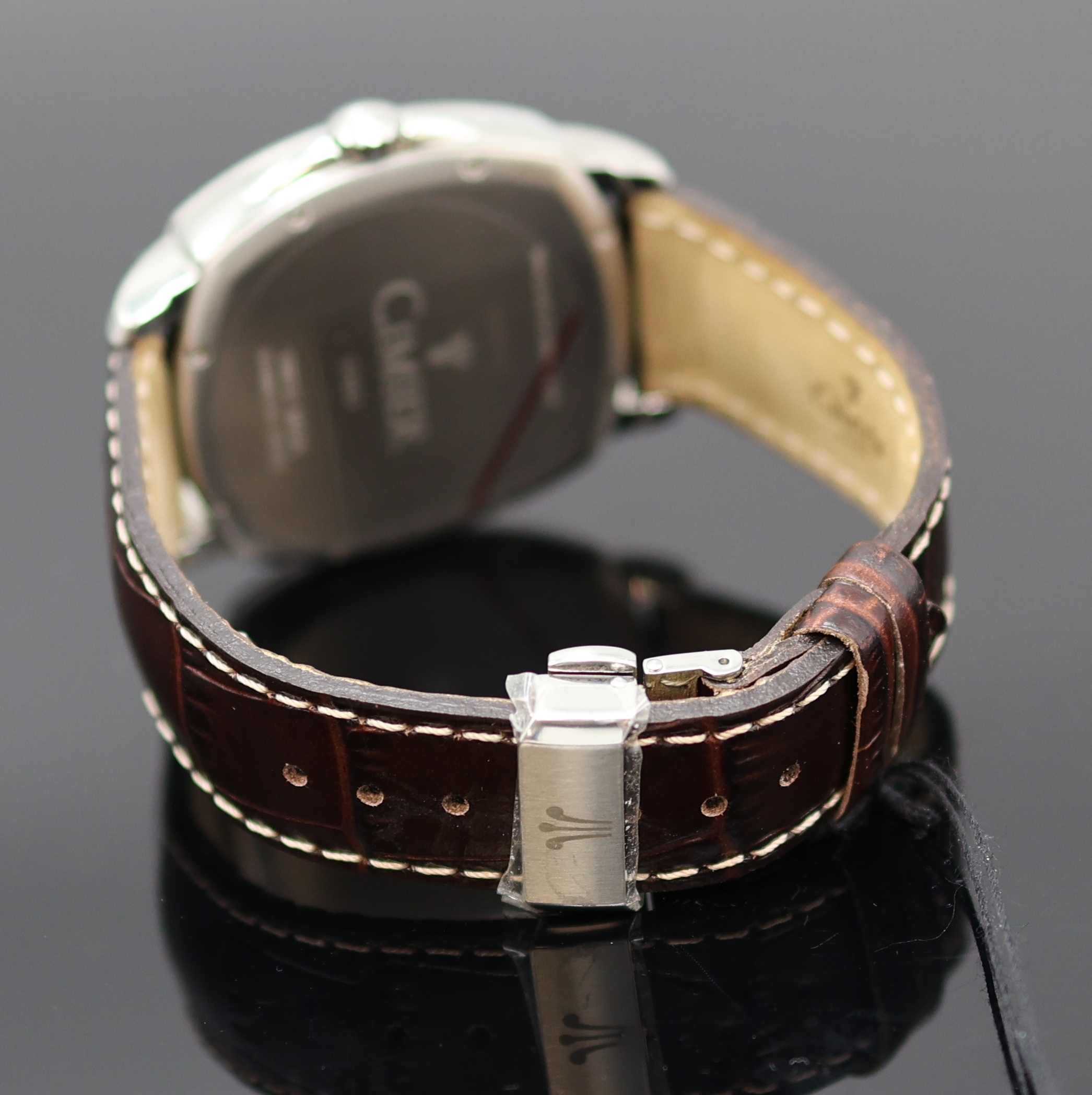 Detail c: CIMIER Jours Retrogrades Herrenarmbanduhr Referenz 5103, Schweiz um 2020, quarz, Edelstahlgeh., Boden 8-fach verschr., orig. Lederband m. Faltschl., ...