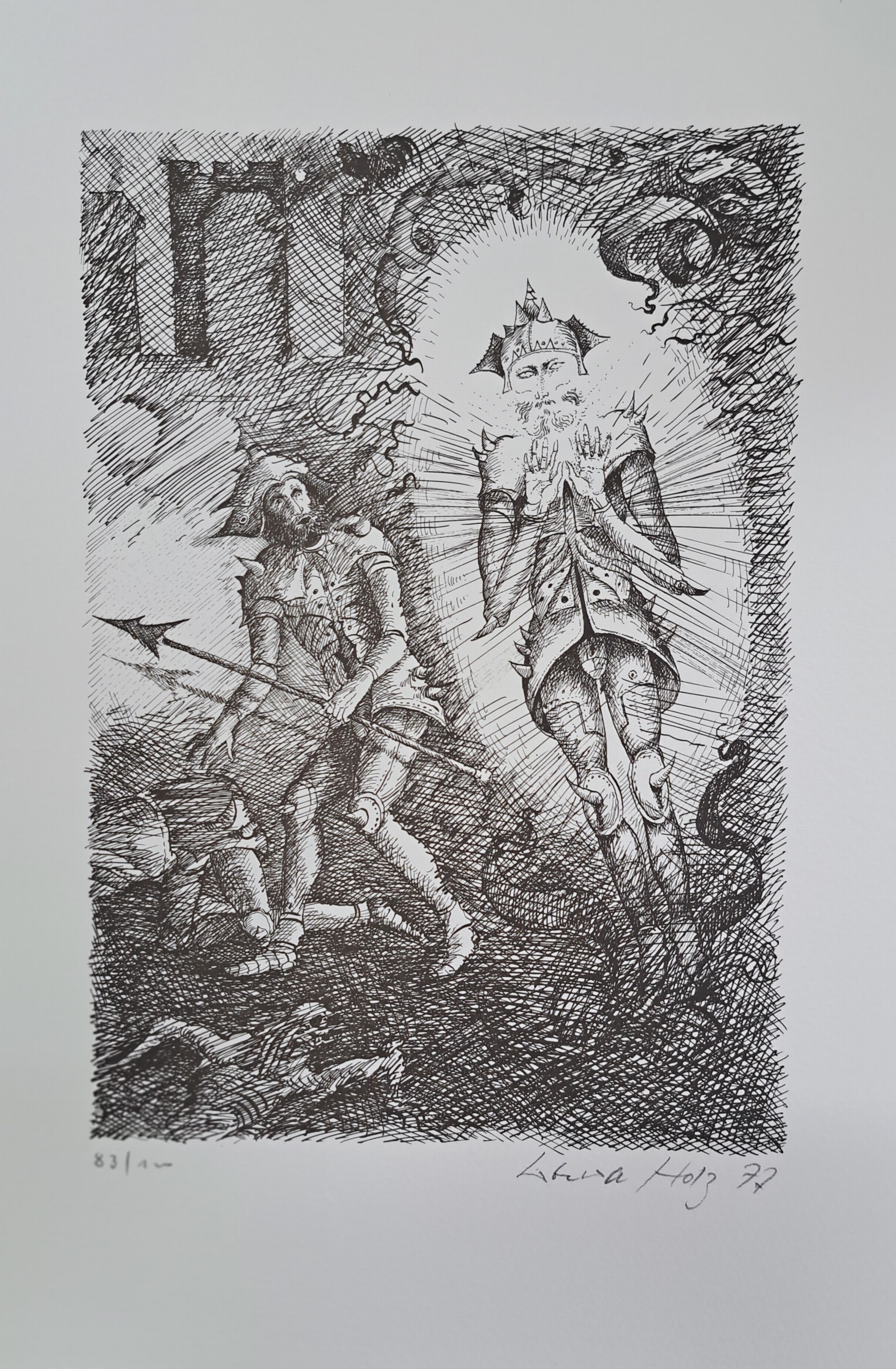 Detail b: Werner Holz, 1948 Grünstadt-1991 Ludwigshafen, Die Hamlet-Folge, Mappe mit 9 Lithographien, alle handsigniert und num. 83/100, hrg. von Hans-Joachim ...