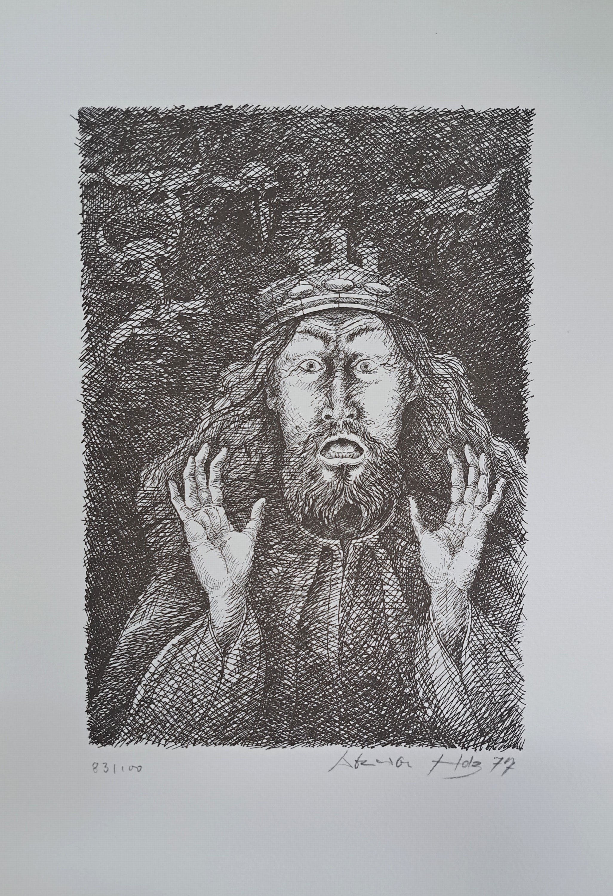 Detail c: Werner Holz, 1948 Grünstadt-1991 Ludwigshafen, Die Hamlet-Folge, Mappe mit 9 Lithographien, alle handsigniert und num. 83/100, hrg. von Hans-Joachim ...