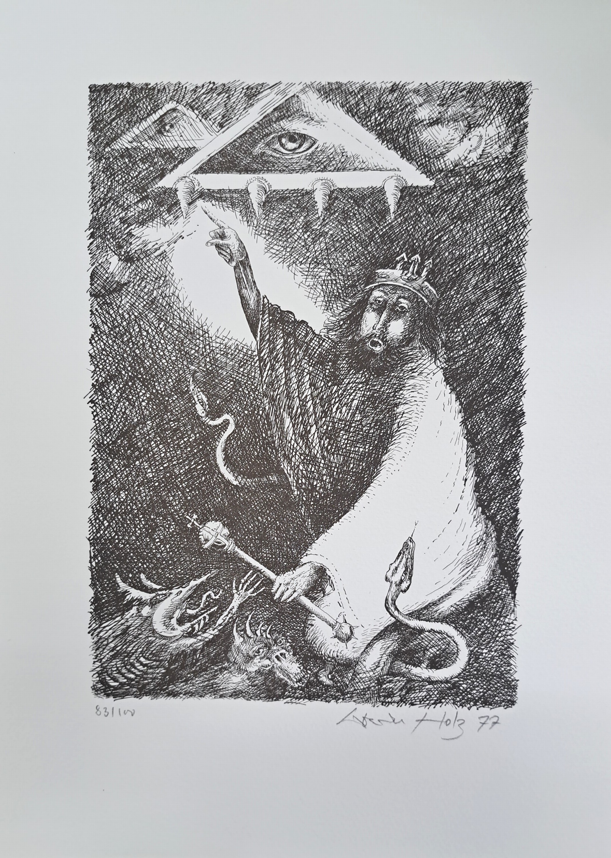 Detail f: Werner Holz, 1948 Grünstadt-1991 Ludwigshafen, Die Hamlet-Folge, Mappe mit 9 Lithographien, alle handsigniert und num. 83/100, hrg. von Hans-Joachim ...