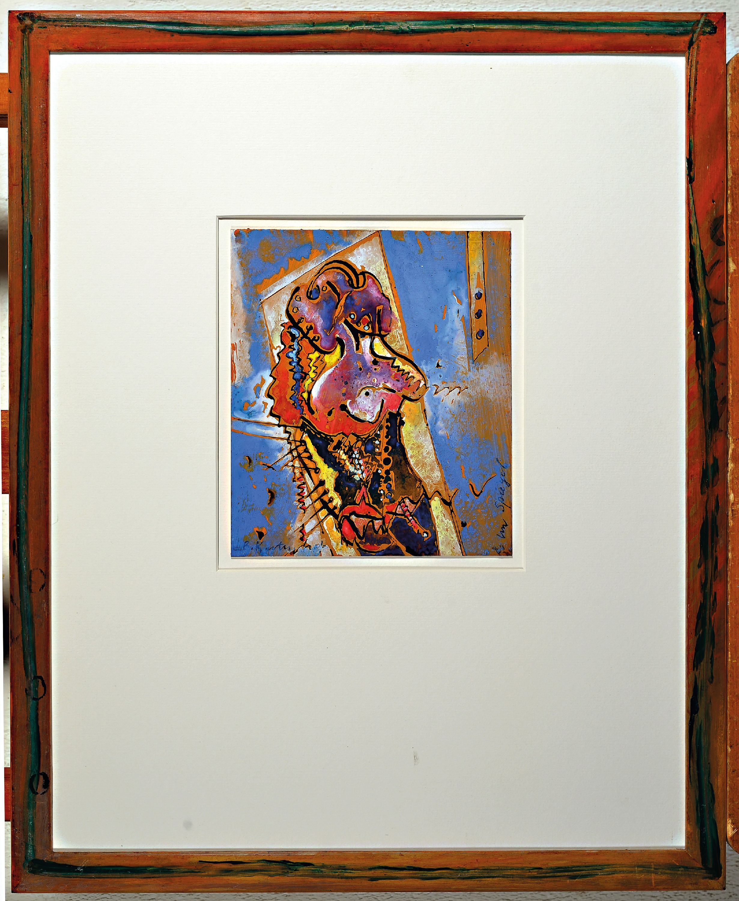 Detail k: Bernd Kastenholz, geb. 1949 Speyer, Im Spiegel, Gouache auf Papier, sign. und betitelt, ca. 20x17cm, PP, R. ca. 54x44cm, dazu Buchband: Rudolf ...