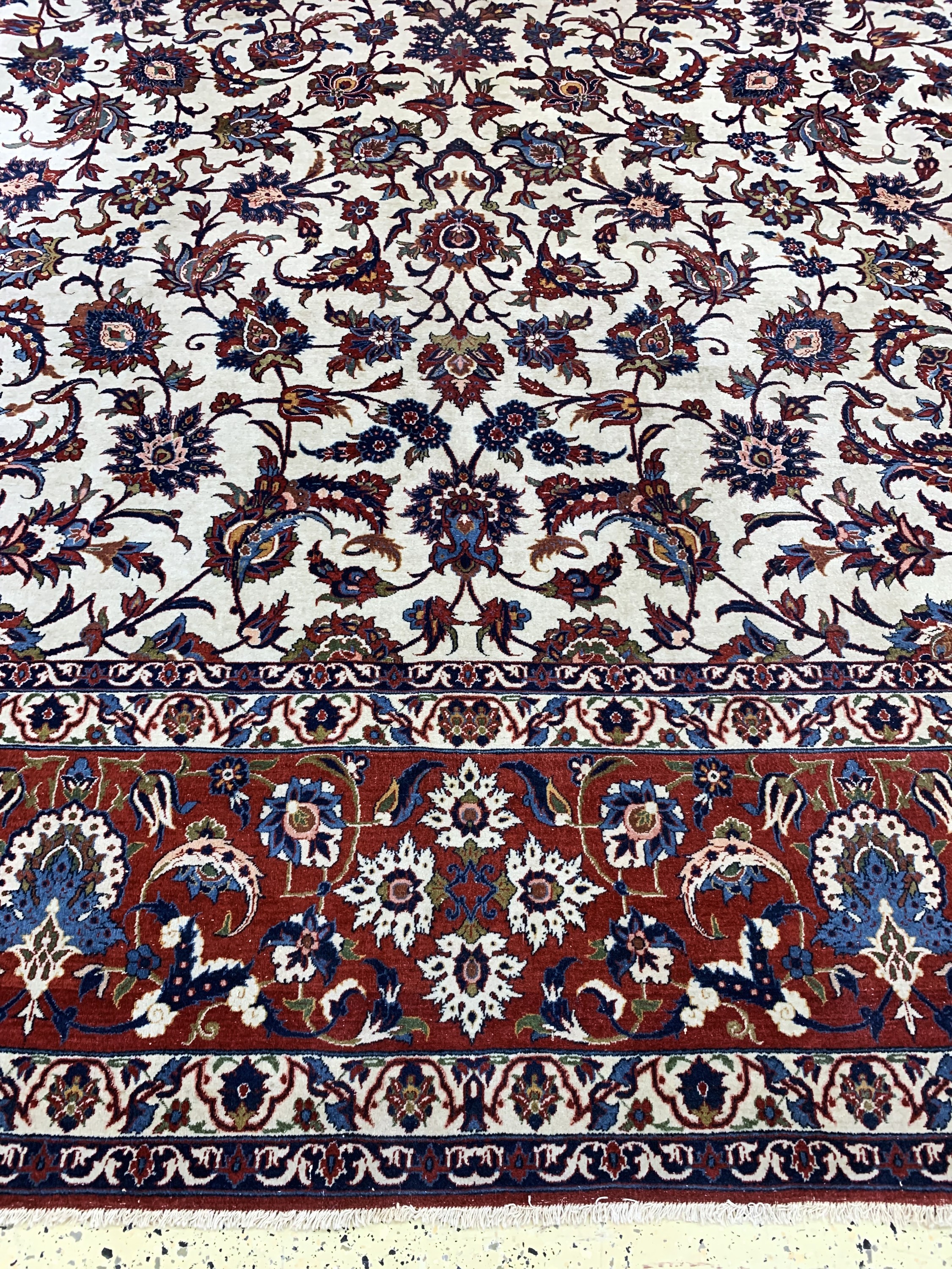 Detail b: Najafabad, Persien, Mitte 20.Jhd, Wolle aufBaumwolle, ca. 450 x 322 cm, EHZ: 2