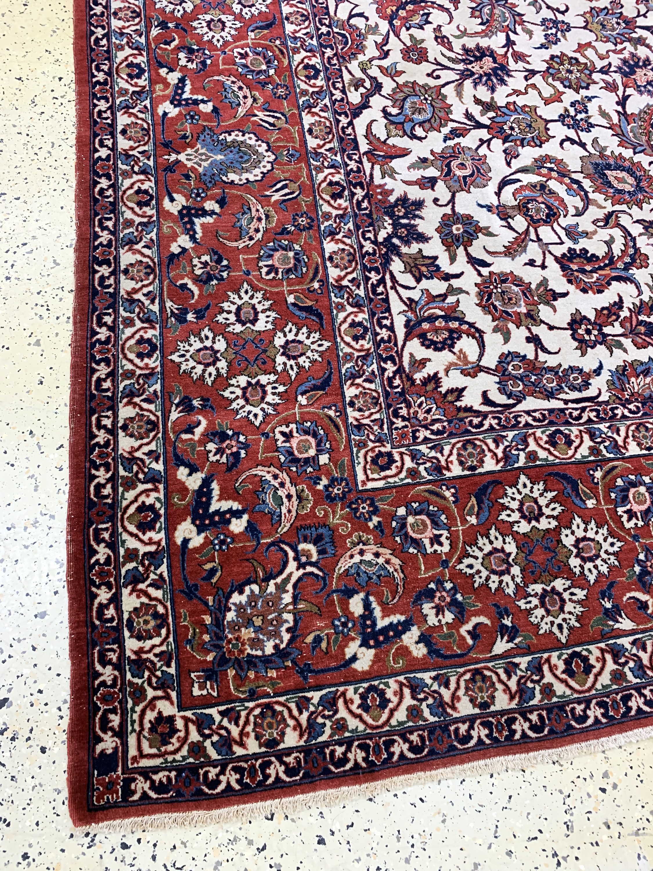 Detail e: Najafabad, Persien, Mitte 20.Jhd, Wolle aufBaumwolle, ca. 450 x 322 cm, EHZ: 2