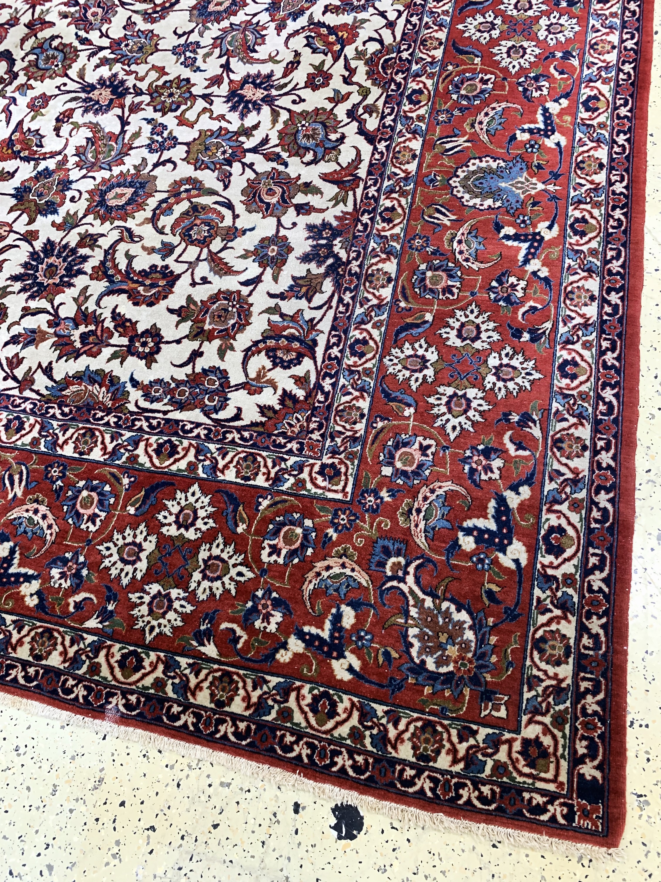 Detail g: Najafabad, Persien, Mitte 20.Jhd, Wolle aufBaumwolle, ca. 450 x 322 cm, EHZ: 2