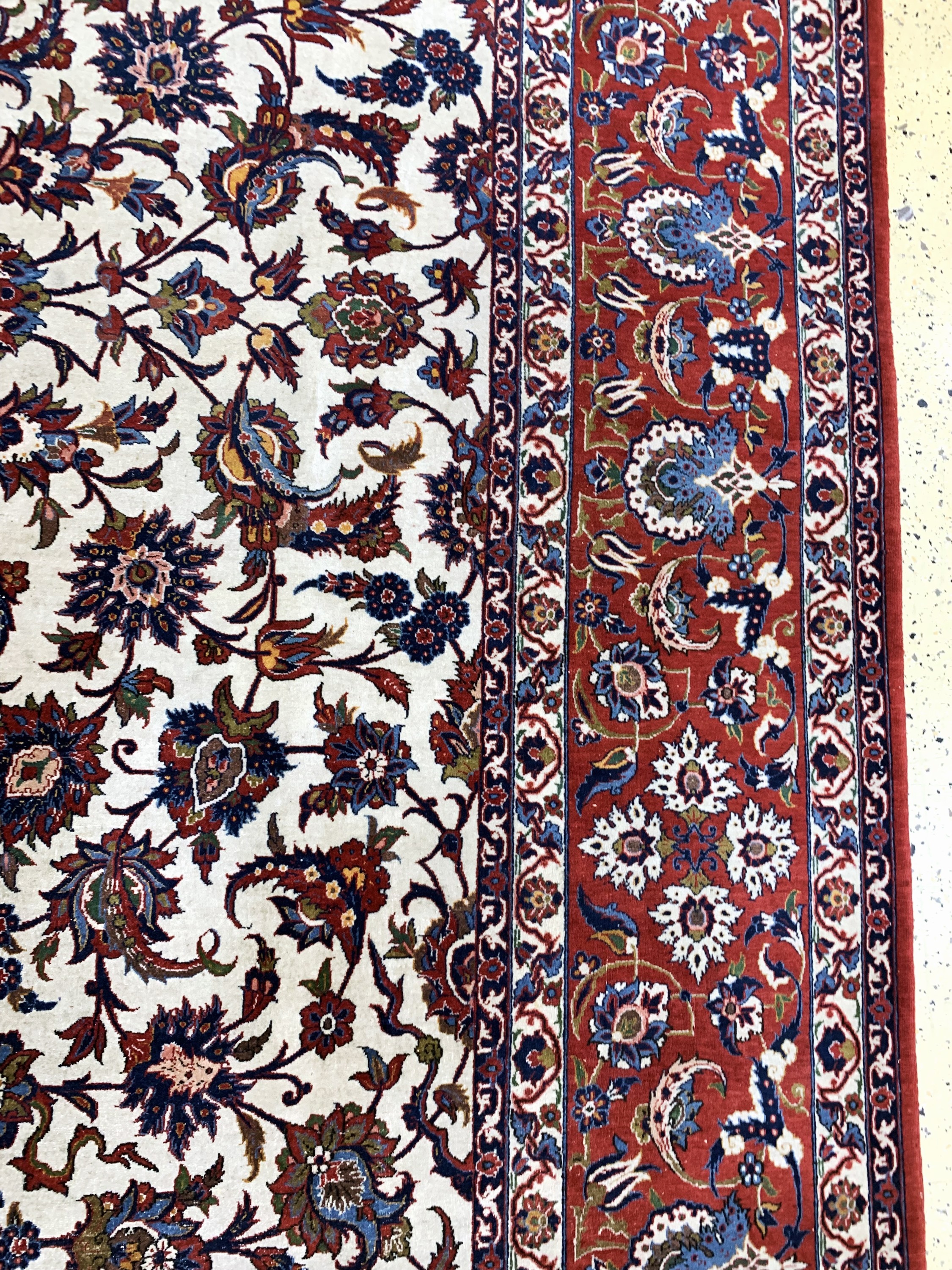Detail h: Najafabad, Persien, Mitte 20.Jhd, Wolle aufBaumwolle, ca. 450 x 322 cm, EHZ: 2