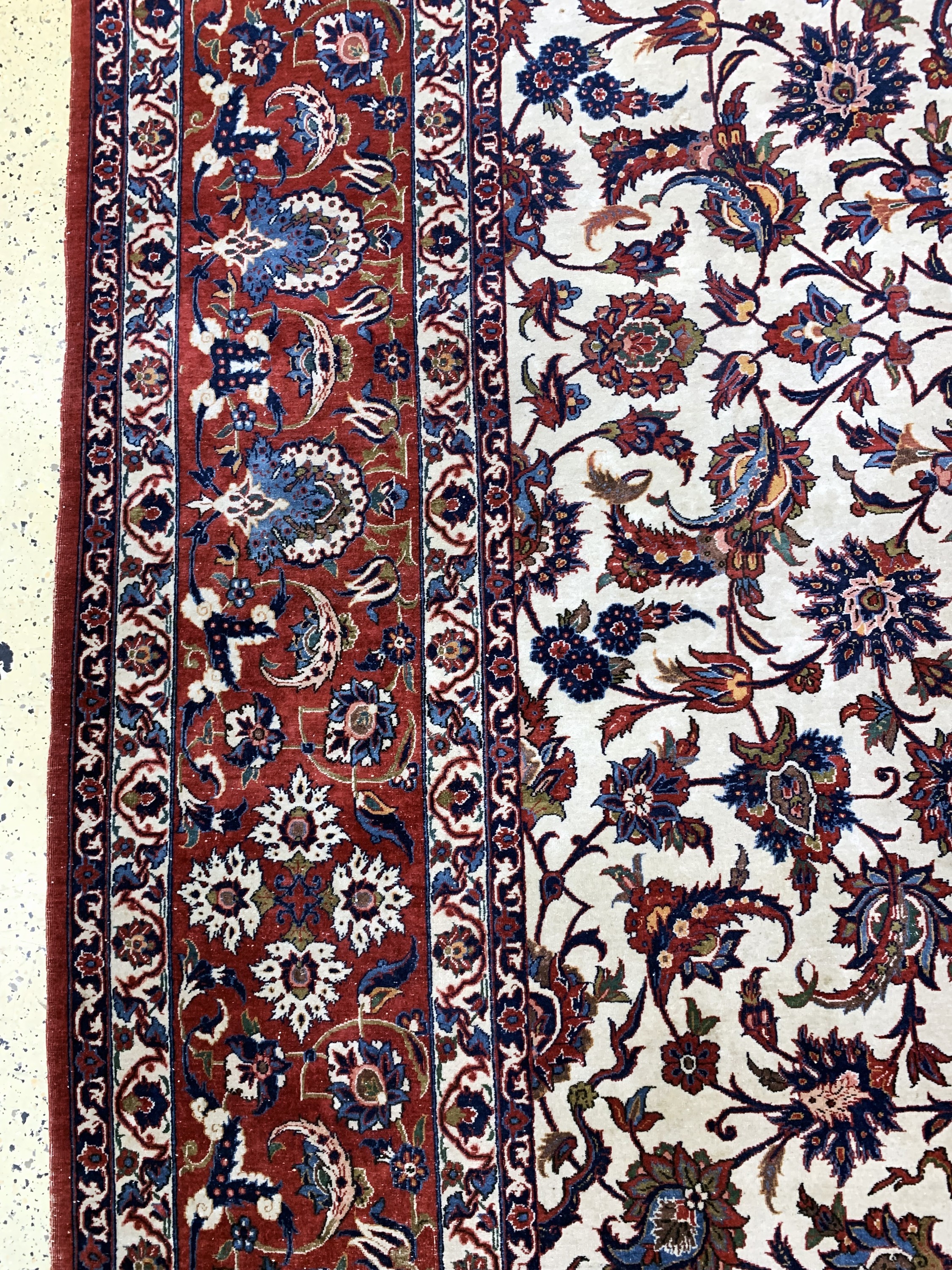 Detail i: Najafabad, Persien, Mitte 20.Jhd, Wolle aufBaumwolle, ca. 450 x 322 cm, EHZ: 2