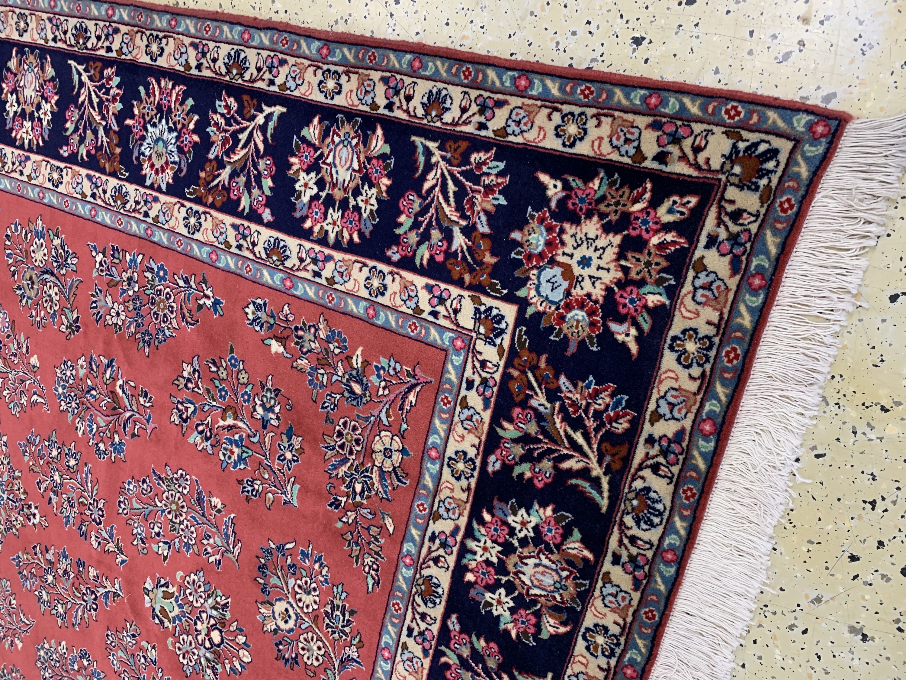 Detail e: Sarogh Kork fein, Persien, Ende 20.Jhd, Korkwolle auf Baumwolle, ca. 300 x 210 cm, nahezu neuwertig