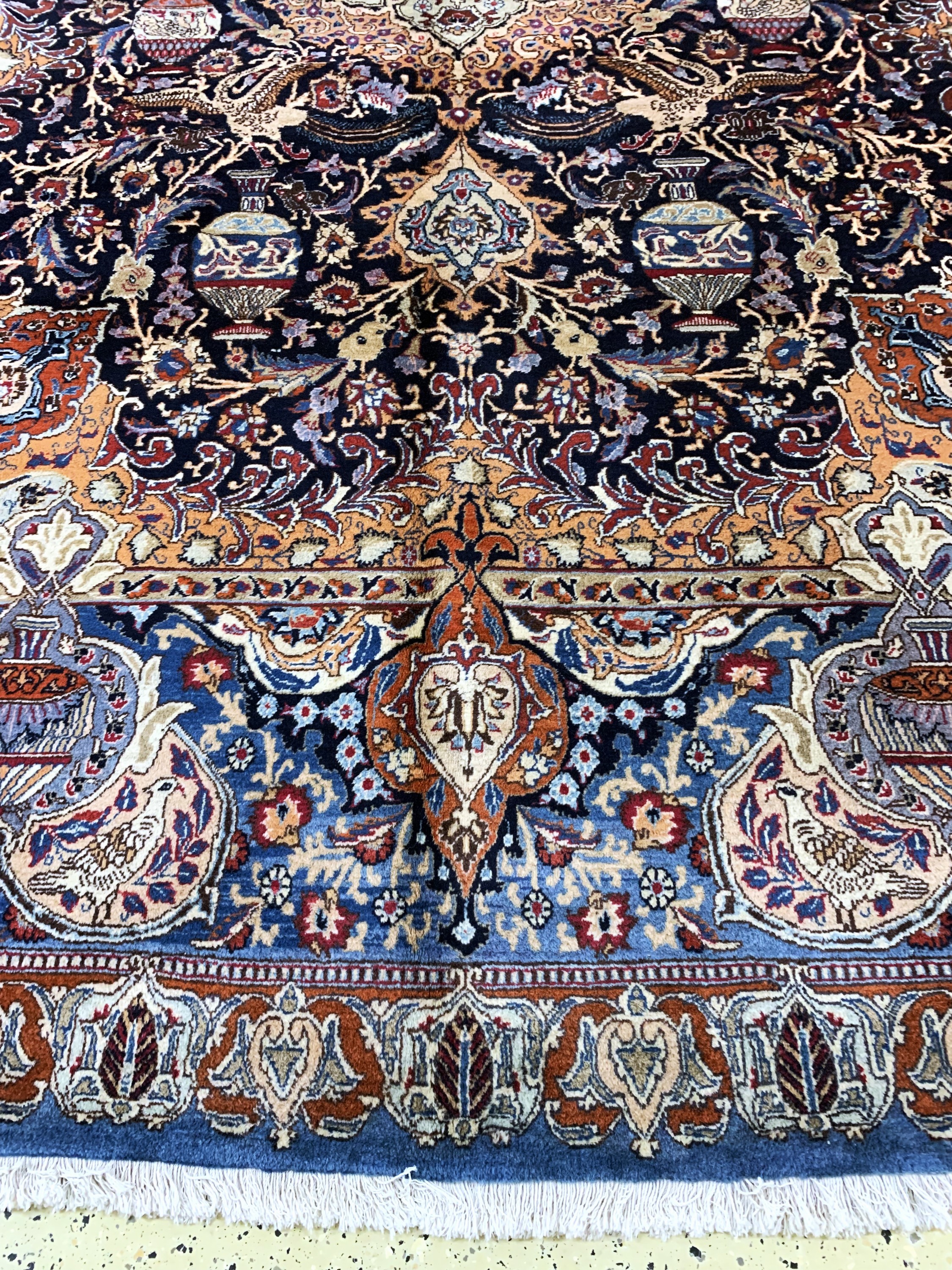 Detail b: Kaschmar alt, Persien, Mitte 20.Jhd, Wolle auf Baumwolle, ca. 390 x 297 cm, nahezu neuwertig
