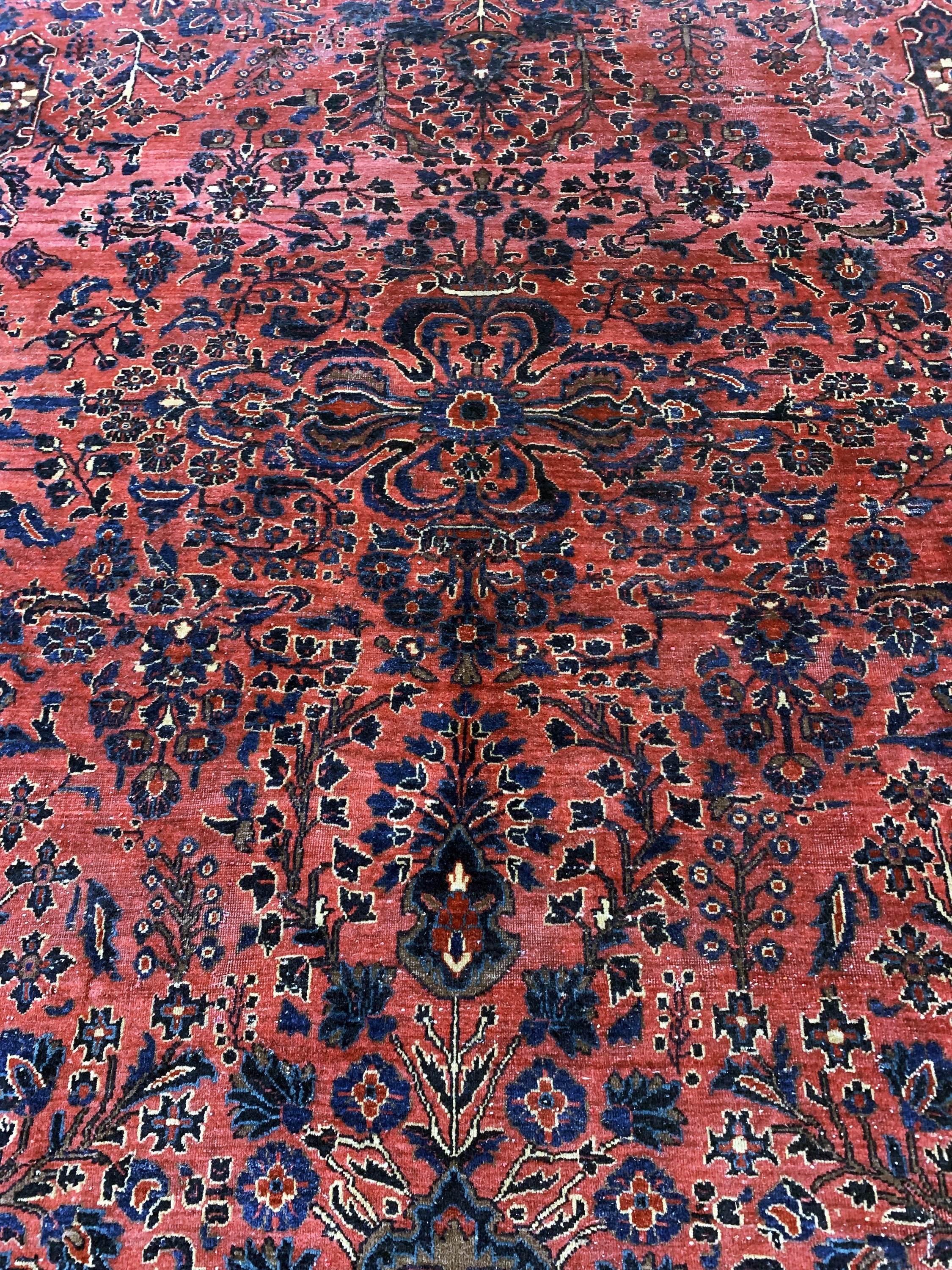 Detail d: Us Re-Import Sarogh antik, Persien, um 1900, Wolle auf Baumwolle, ca. 350 x 270 cm, EHZ: 2-3