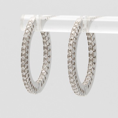 Image Paar Klappcreolen mit Brillanten, WG 750/000, bes. mit Brill. (z.T. auch innen gef.) in ...